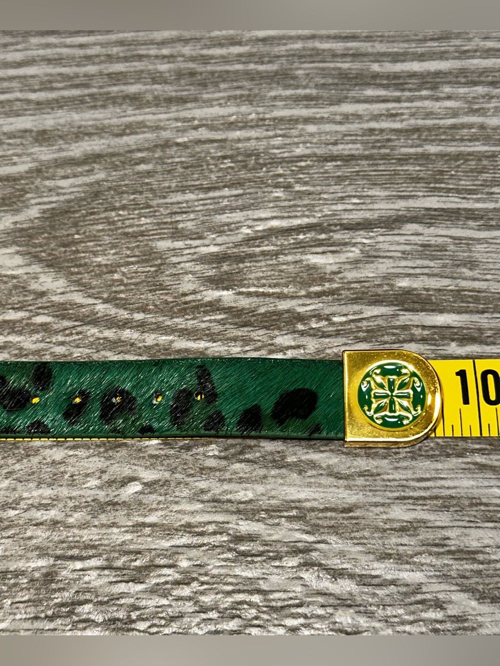Rustic Cuff Wrap Bracelet Genuine Leather Green Animal Print Golden Buckle Logo - Picture 8 of 8